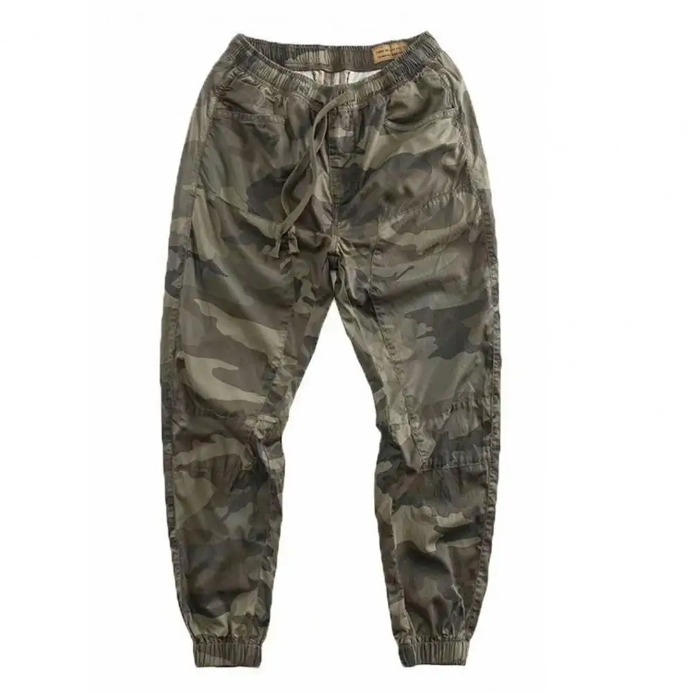 

Fabulous Men Pants Deep Crotch Good-looking Camouflage Soft Print Elastic Waist Casual Cargo Pants for Summer