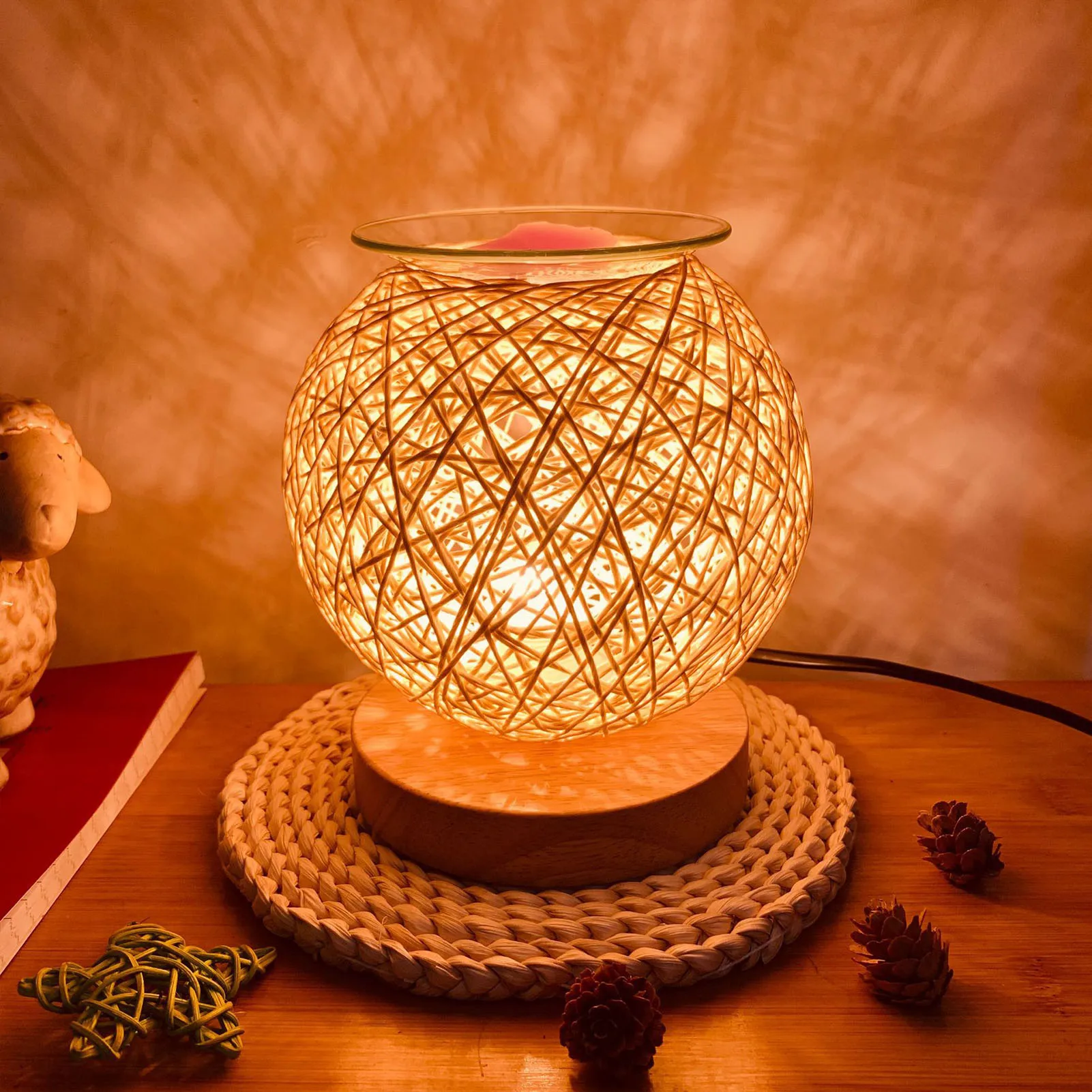 3D Sepak Takraw Aroma Lamp Aroma Electric Wax Melt Incense Burner Essential Oil Burner Light Aromatherapy Diffuser Wax Warmer