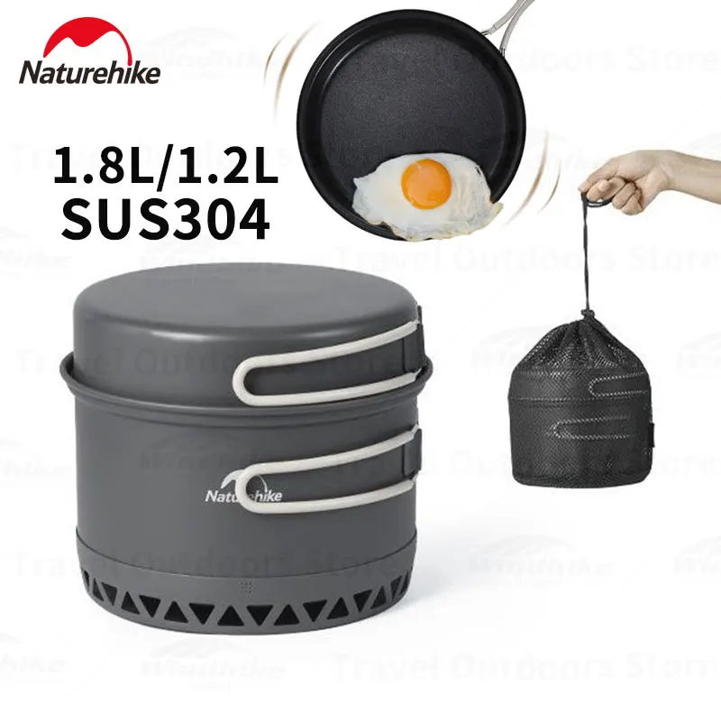 

Naturehike SUS304 Tourist Bowler 1.8L/1.2L Cookware Kit Non Stick Frying Pan Camping Ultralight Portable Single Pot Picnic Set