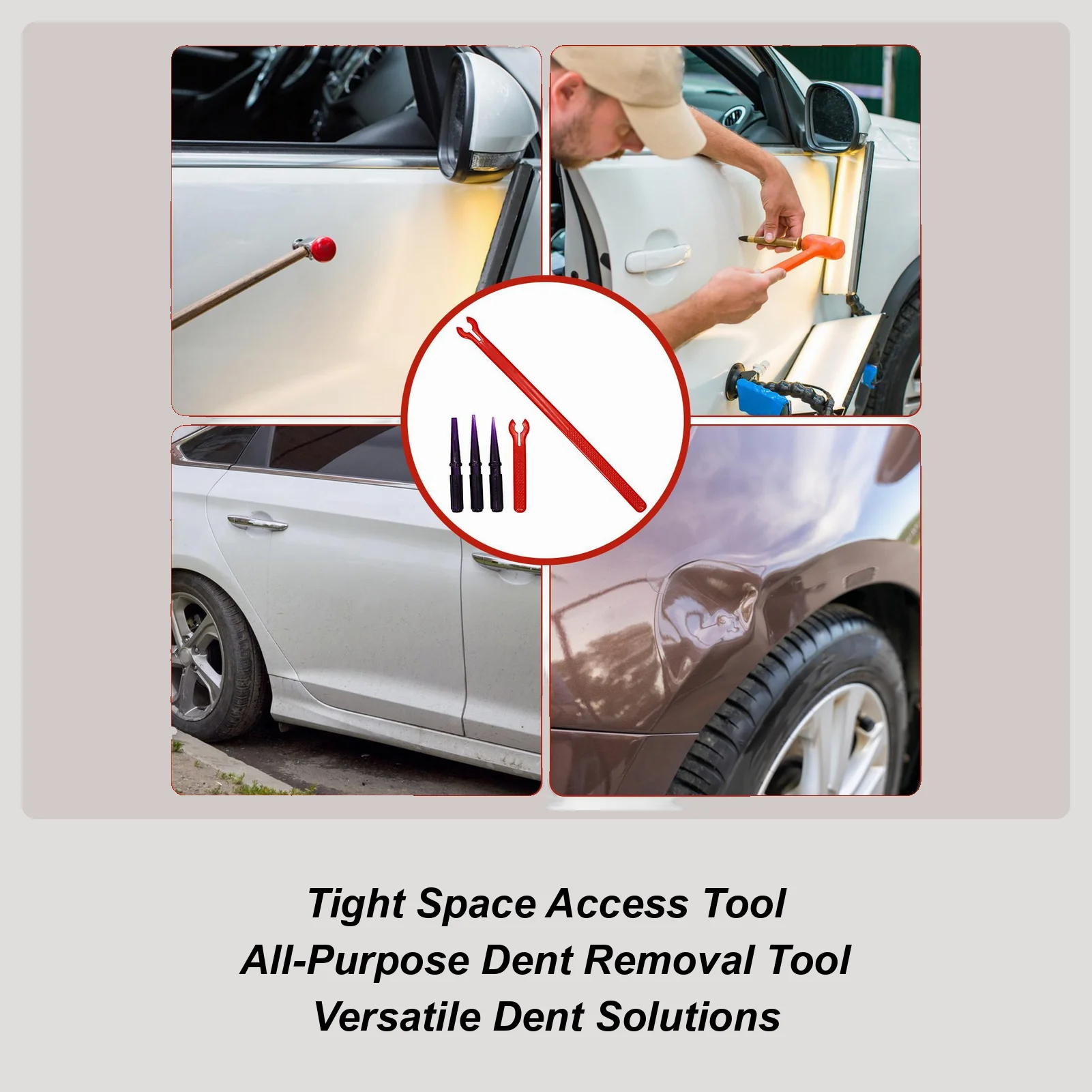 

Комплект для ремонта вмятин для транспортных средств Автомобильный молоток для ремонта кузова Инструменты для удаления вмятин для автомобиля Rv Suv Дверной бампер