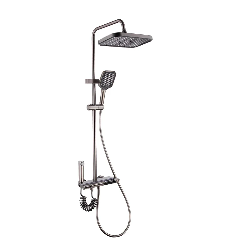 

Gun gray fourth gear, ambient light, shower set, pure copper, smart, piano keys.