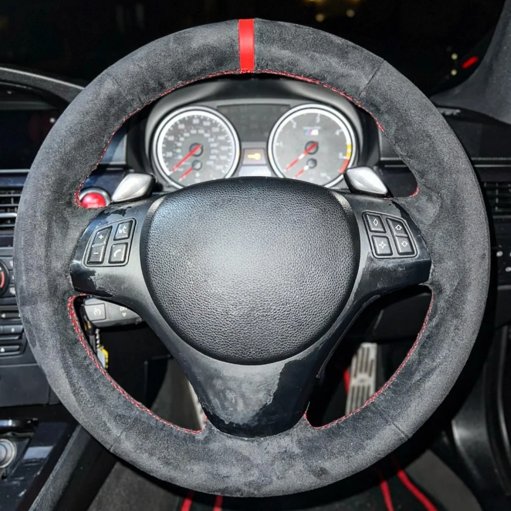 Customization Car Steering Wheel Cover For BMW M Sport M3 E87 E81 E82 E88 X1 E84 E90 E91 E92 E93 Hand Sewing Suede Car Interior