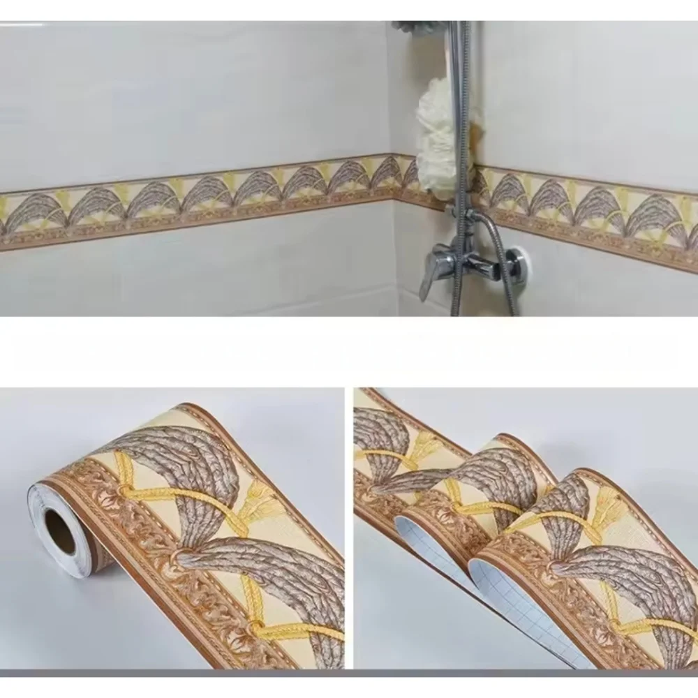 1 قطعة 5 متر/196.85in بولي كلوريد الفينيل ذاتية اللصق اللوح الجدار ملصق الأزهار التفاف الخصر ملصقات مقاوم للماء ثلاثية الأبعاد جدار الحدود ديكور #6