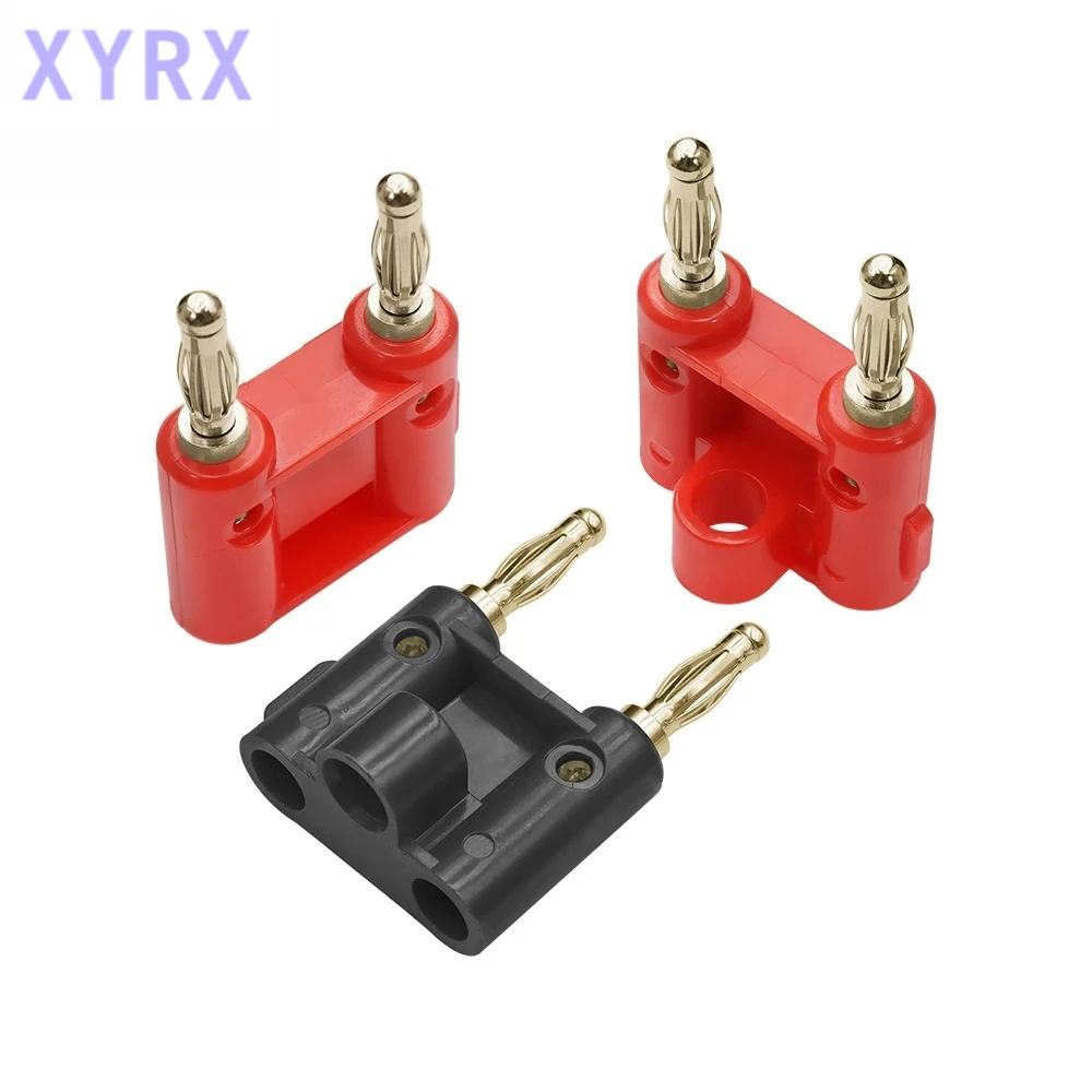 2/5PCS Gold-plated Double Row 4mm Banana Plug Cable Connector 4mm Dual Banana Audio Speaker Screw Cross Plug Wire Terminals