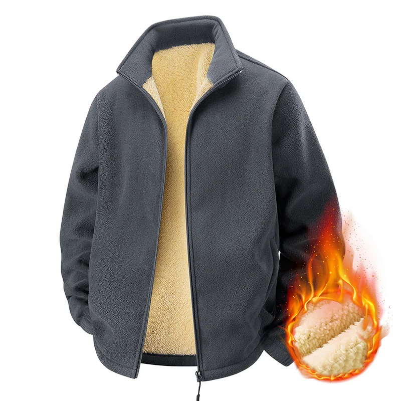 

Мужская зимняя куртка, толстое теплое пальто на флисовой подкладке, верхняя одежда из шерпа, черная, серая, повседневная парка, мужская одежда, топ