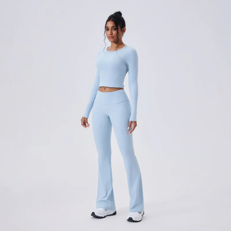 FUBEIKE Autumn Winter Beauty Back Yoga Outfit Set Casual Tight-Fitting Long-Sleeve Sports Outdoor Fitness Running For Women