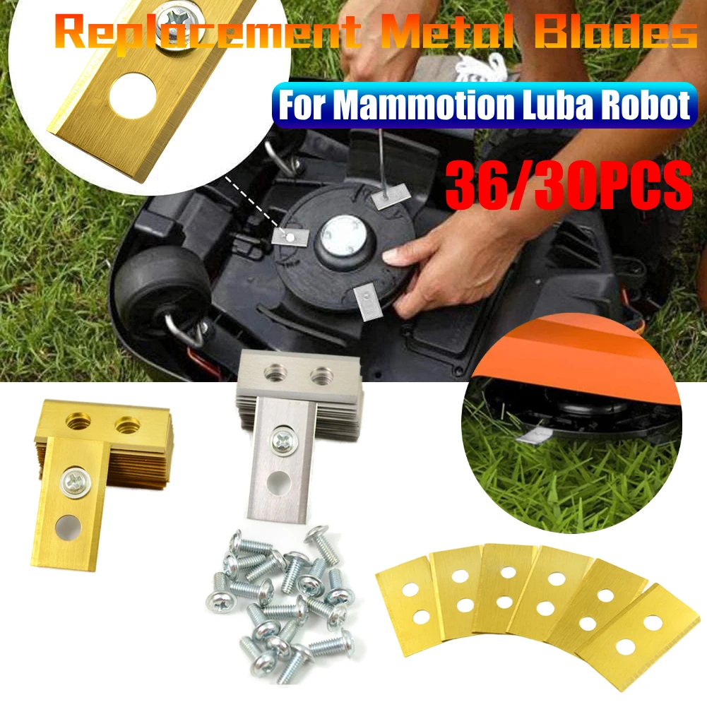 

36/30PCS Lawn Mower Stainless Steel Replacement Blades 2-hole Design Mower Blade for Mammotion Luba Robot Lawn Mowers