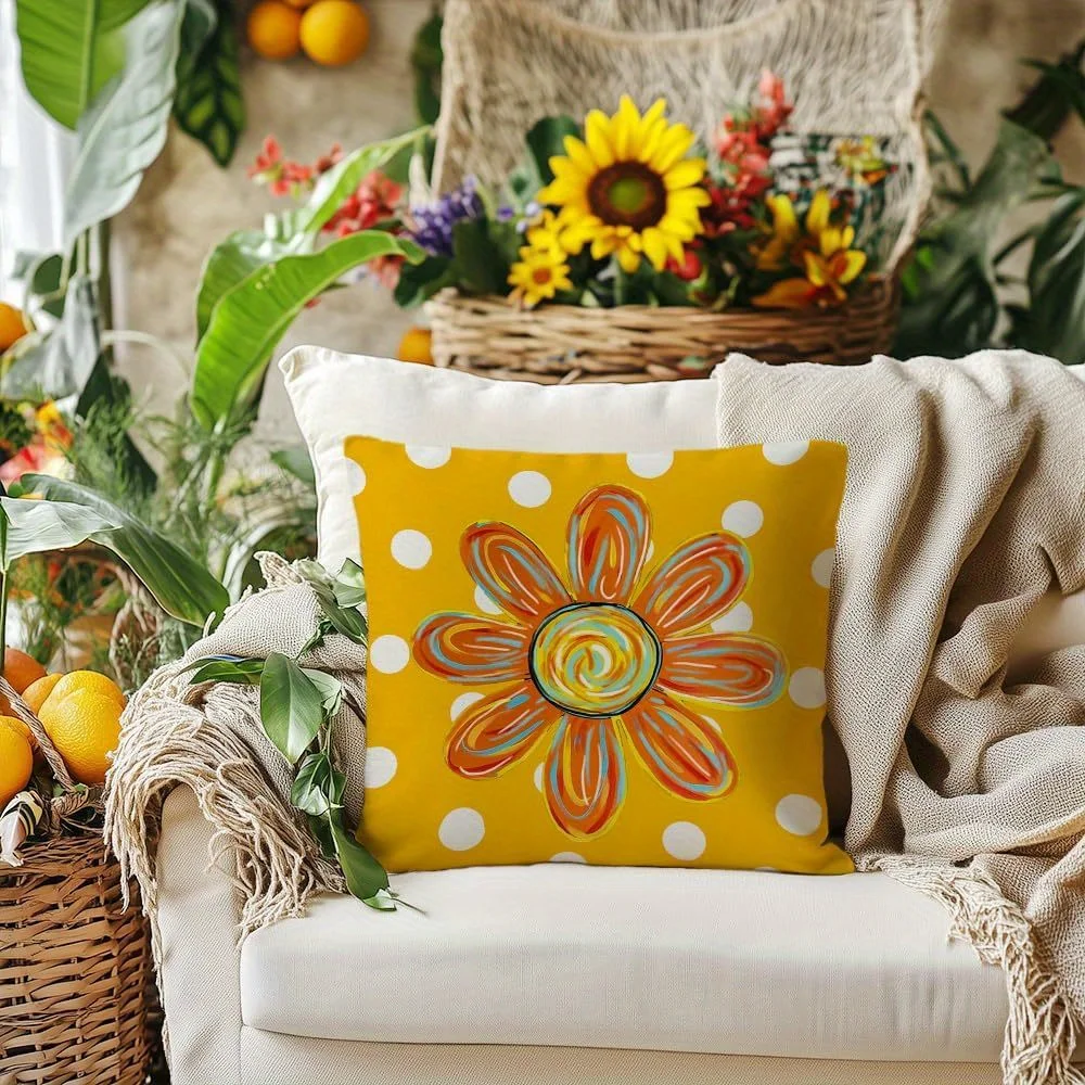 Summer Pillow Cover - Durable 2D Print Pillow Covers Es  Single Side Print - No Pillow Insert - For Home Decor