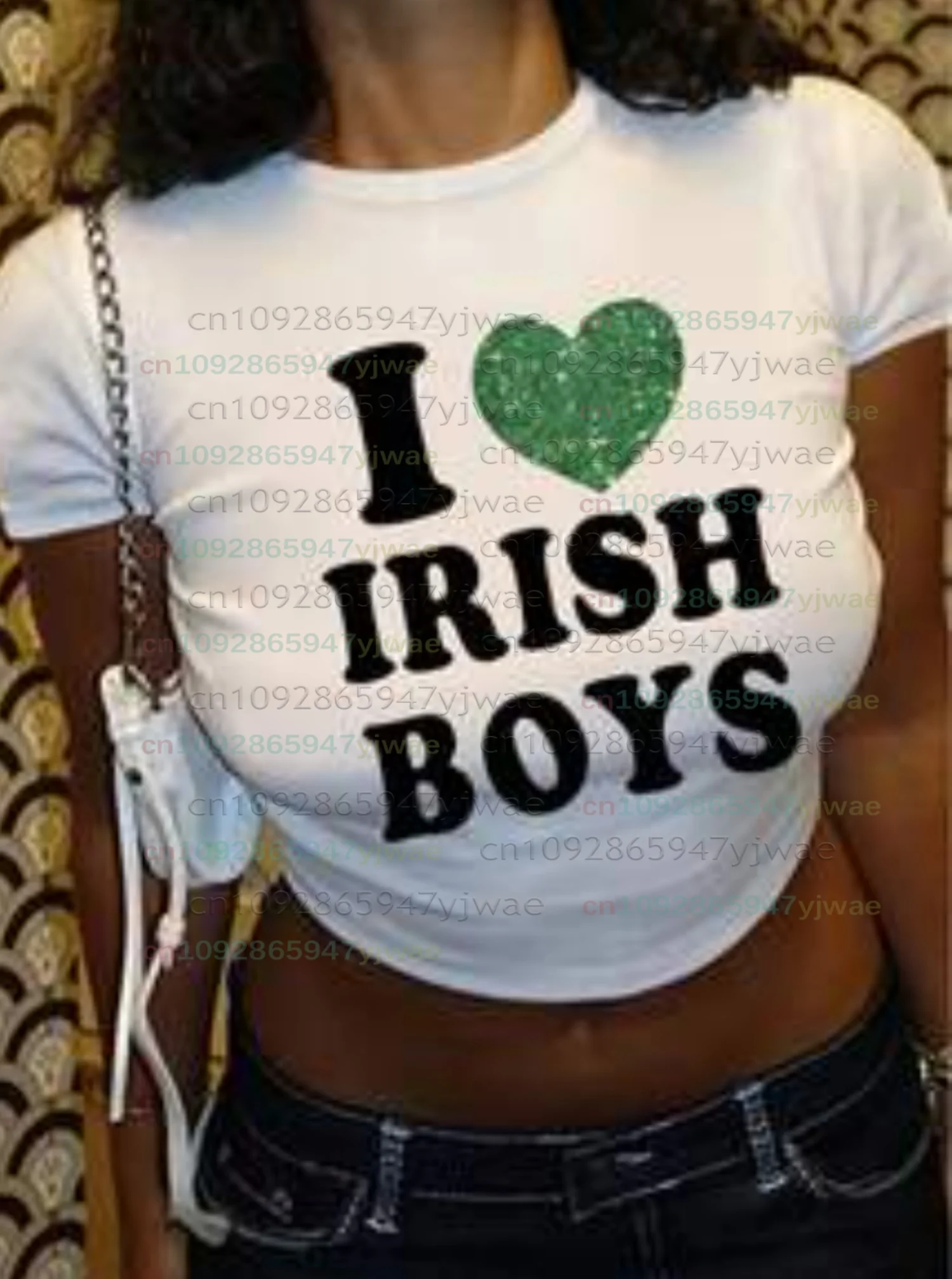 2026 I Love Irish Boys Hip Hop Graphic Women Cropped Tops  St. Patrick's Day t-shirt Y2k Tee Fashion T Shirt Female Crop Top