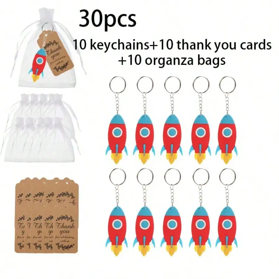 15pcs/30pcs Cartoon Mini Rocket Silicone Keychains, Cute Childlike Charms, Bag Accessories & Key Ornaments, Small Gifts