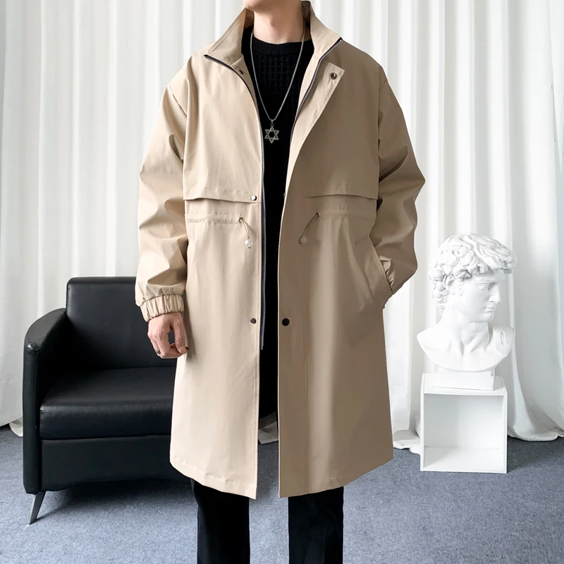 

2024 High Quality Autumn Long Style Trench Men Casual Trench Coat Men Classic Hooded Jackets Men Clothing Windbreakers Overcoat