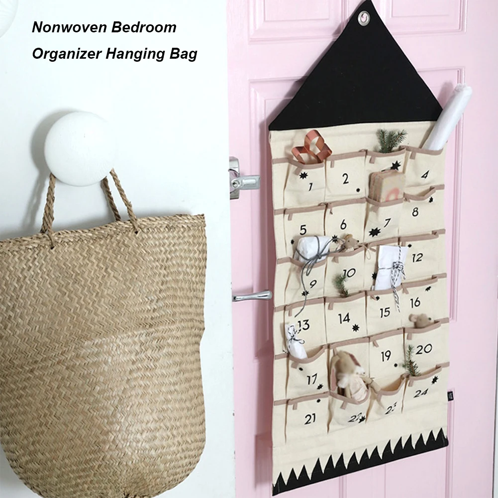 ديكور معلق على الحائط مع 24 جيوب عيد الميلاد 2025 عيد الميلاد تقويم القدوم قابلة لإعادة الاستخدام العد التنازلي التقويم المنزل عيد الميلاد لتقوم بها بنفسك الديكور