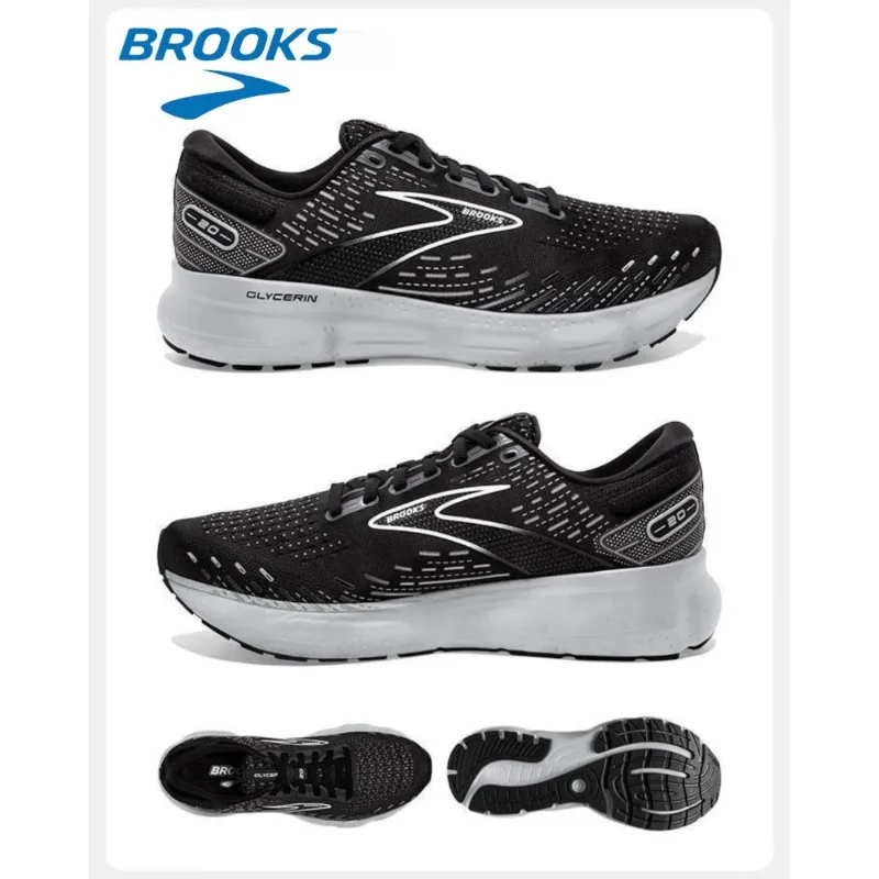 Brooks Glycerin 20 Running Shoes DNA LOFT V3 Nitrogen Infused Cushioning Suitable for Long Distance Jogging and Daily Commuting