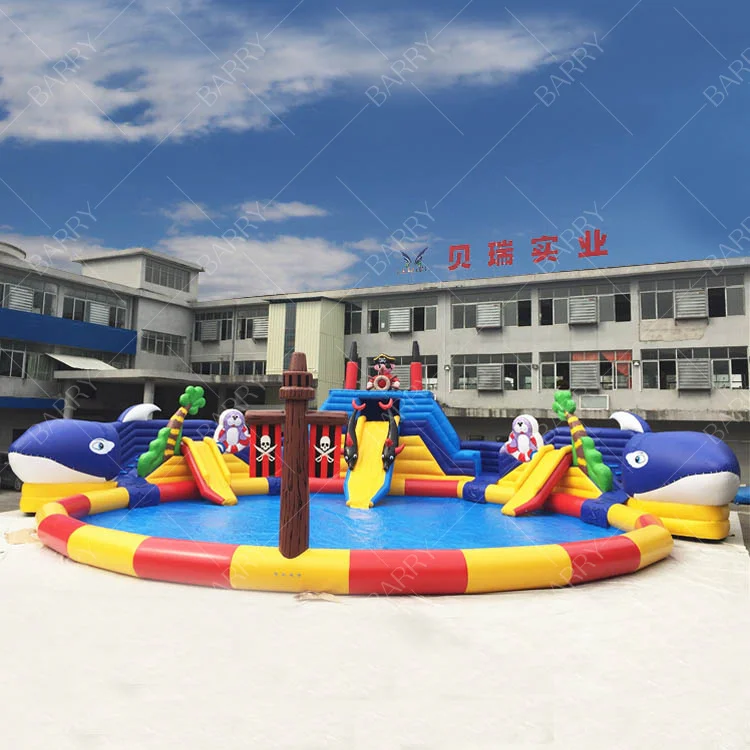 

China Manufacturer Inflatable Amusement Park Equipment, Inflatable Water Park with Pool and Slide