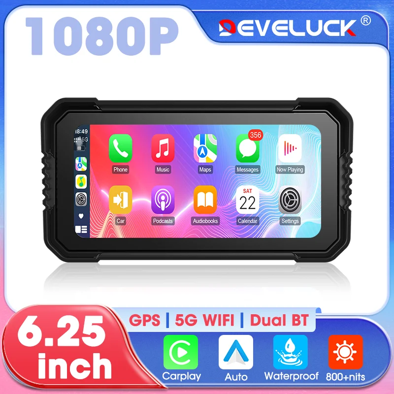 

2025 GPS для мотоцикла, навигационный видеорегистратор, беспроводной CarPlay, Android Auto, 5G, Wi-Fi, мультимедийный плеер, IP67, водонепроницаемый экран