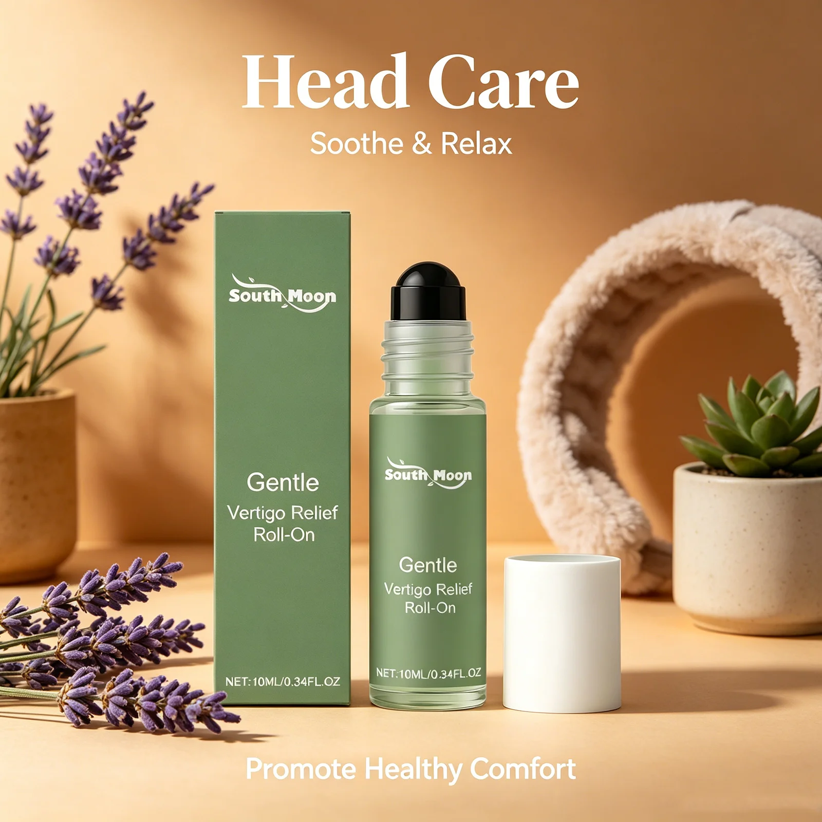 South Moon Gentle Vertigo Relief Roll-On Fresh Scent Motion Sickness Discomfort Relief Calming Portable Essential Oil Roller 