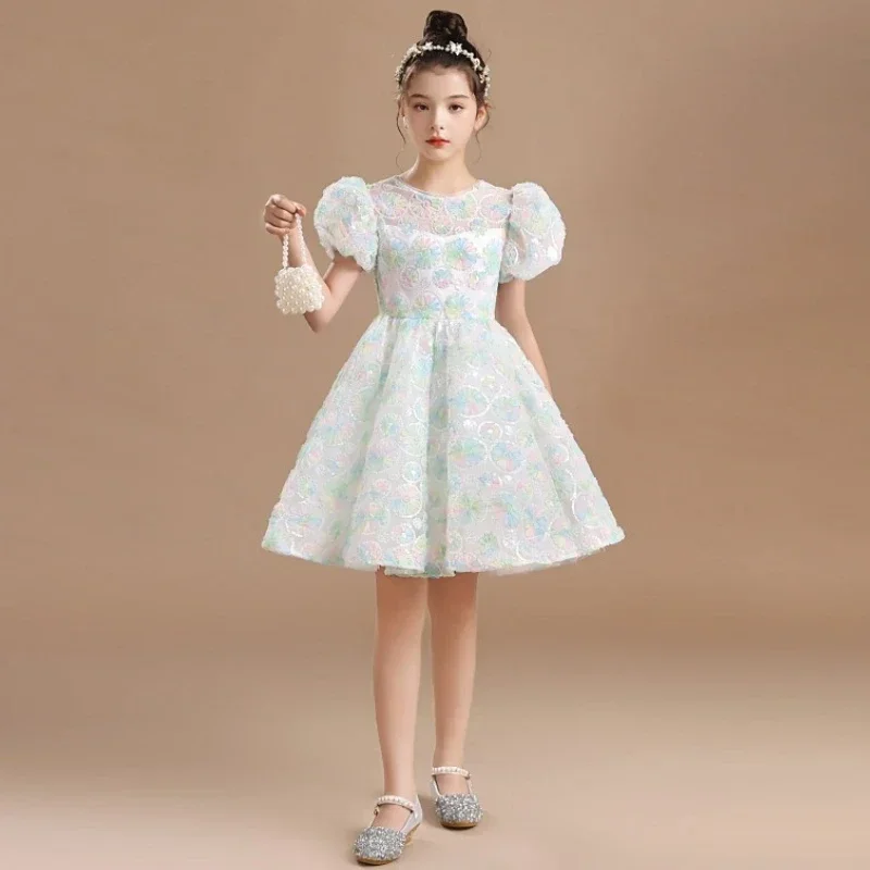 Flower Girl Dresses Colorful Embroidery Short Sleeve For Wedding Birthday Party Banquet First Communion Gowns