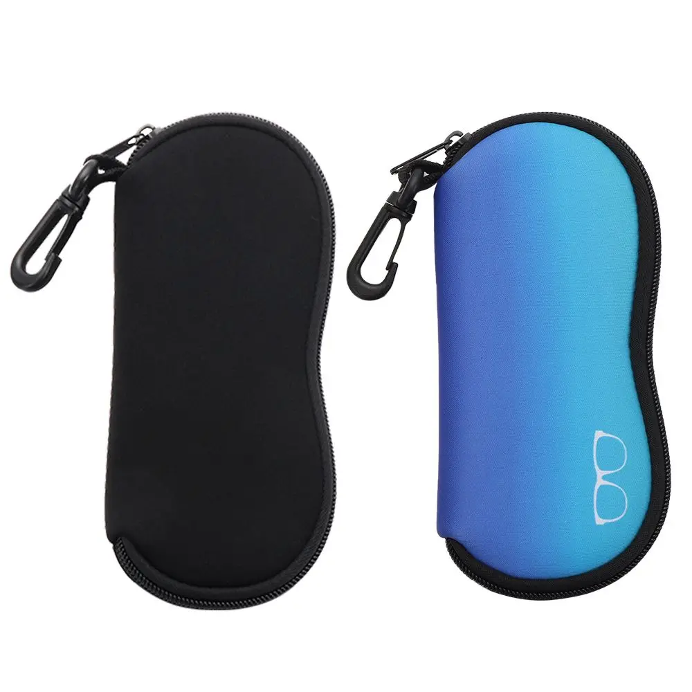 Soft Sunglasses Case with Carabiner, Ultra-Light Portable Neoprene Zipper Glasses Case, Safety Zipper Eyeglass Pouch