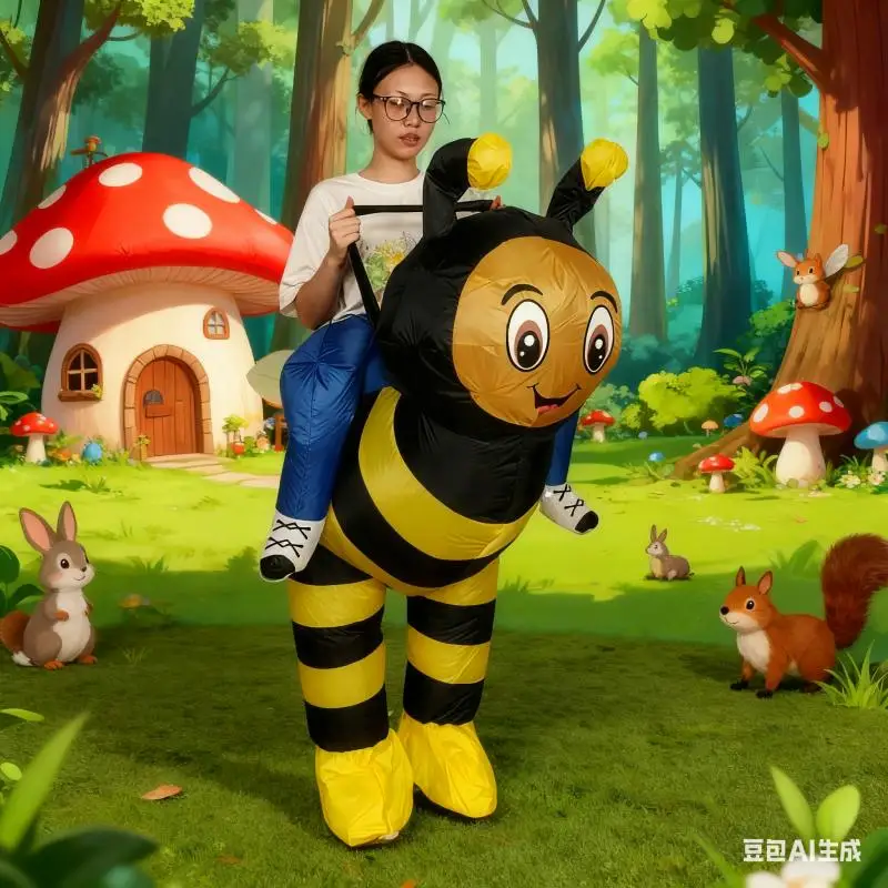 

Inflatable bee costume riding bee dress up through the air inflatable fun fancy dress Christmas cosplay party suit