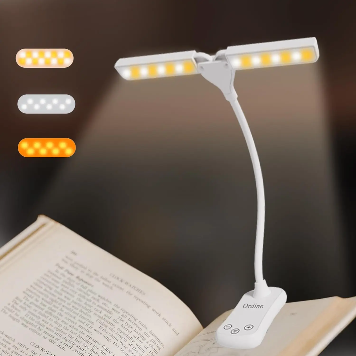 

Book Light for Reading in Bed Clip on Reading Light Rechargeable Bookmark Lamp Eye Caring Booklight 3Color Temp Stepless Dimming