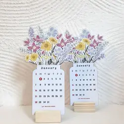 Desk Calendar Bloomy Flowers Desk Calendar New Year Vase Shaped Countdown Calendars Office Desk Decor Gift Desktop Flip Calendar