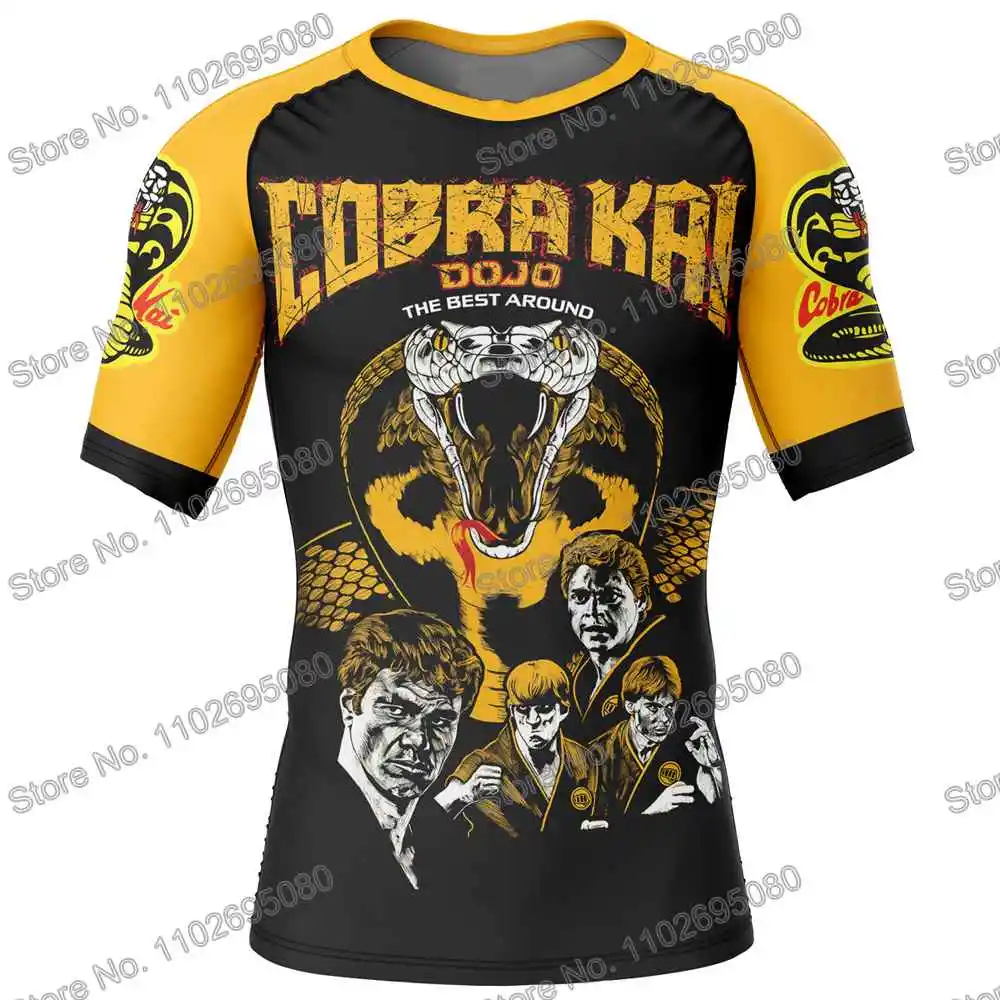 Cobra Kai Surf Clothing BJJ MMA Men Rash Guard Short Sleeve Diving T-Shirt Tight Swimwear Summer Beach Floatsuit Women GYM Tops