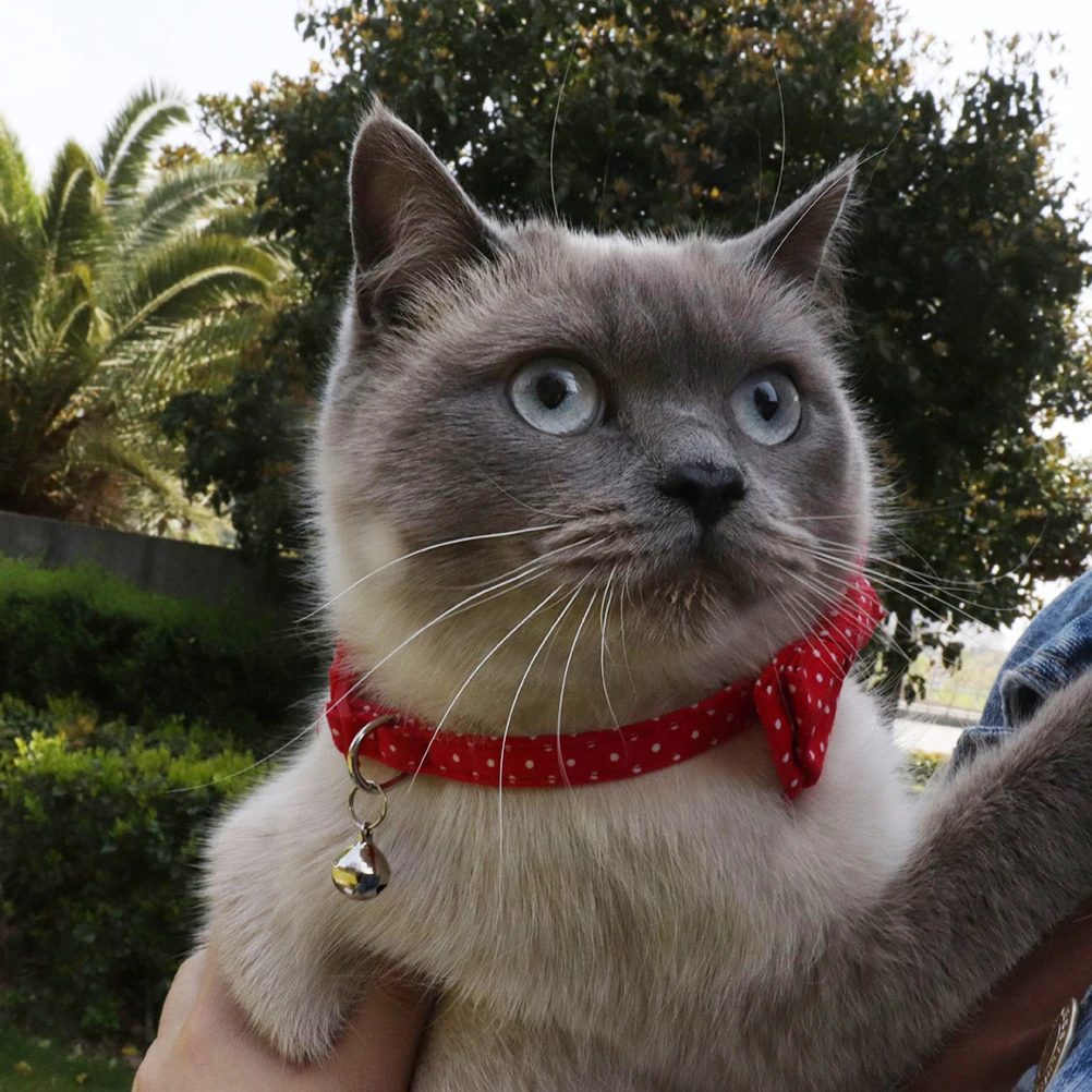 

Pets Bow Ties with Bell Pet Tie Collar Creative Comfortable Pet Neck Ring Practical Neck Chain Dog Cat Collar (Red)