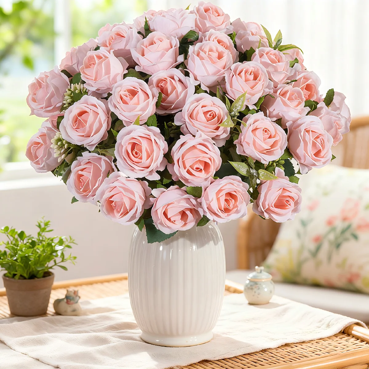 1/2 Stück Künstliche Blumen Zehnköpfige Seidenrosen-Bündel Scrapbooking Valentinstag Hochzeit Outdoor Garten Günstige Raum-Vase Tischdekoration