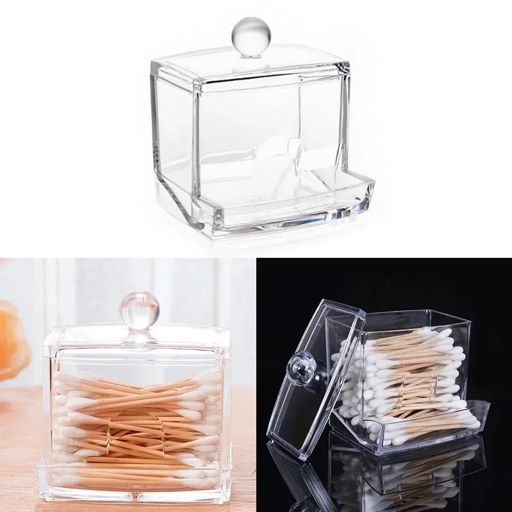 Acrylic Cotton Swabs Storage Holder Box Portable Transparent Makeup Cotton Pad Cosmetic Container Jewelry Organizer Case