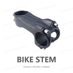 No Logo 3K Gloss/Matte Carbon Bike Stem -6 Degree OD1/OD2 Road/Mountain Bike Riser Handlebar Clamp 25.4/31.8mm Bicycle Parts
