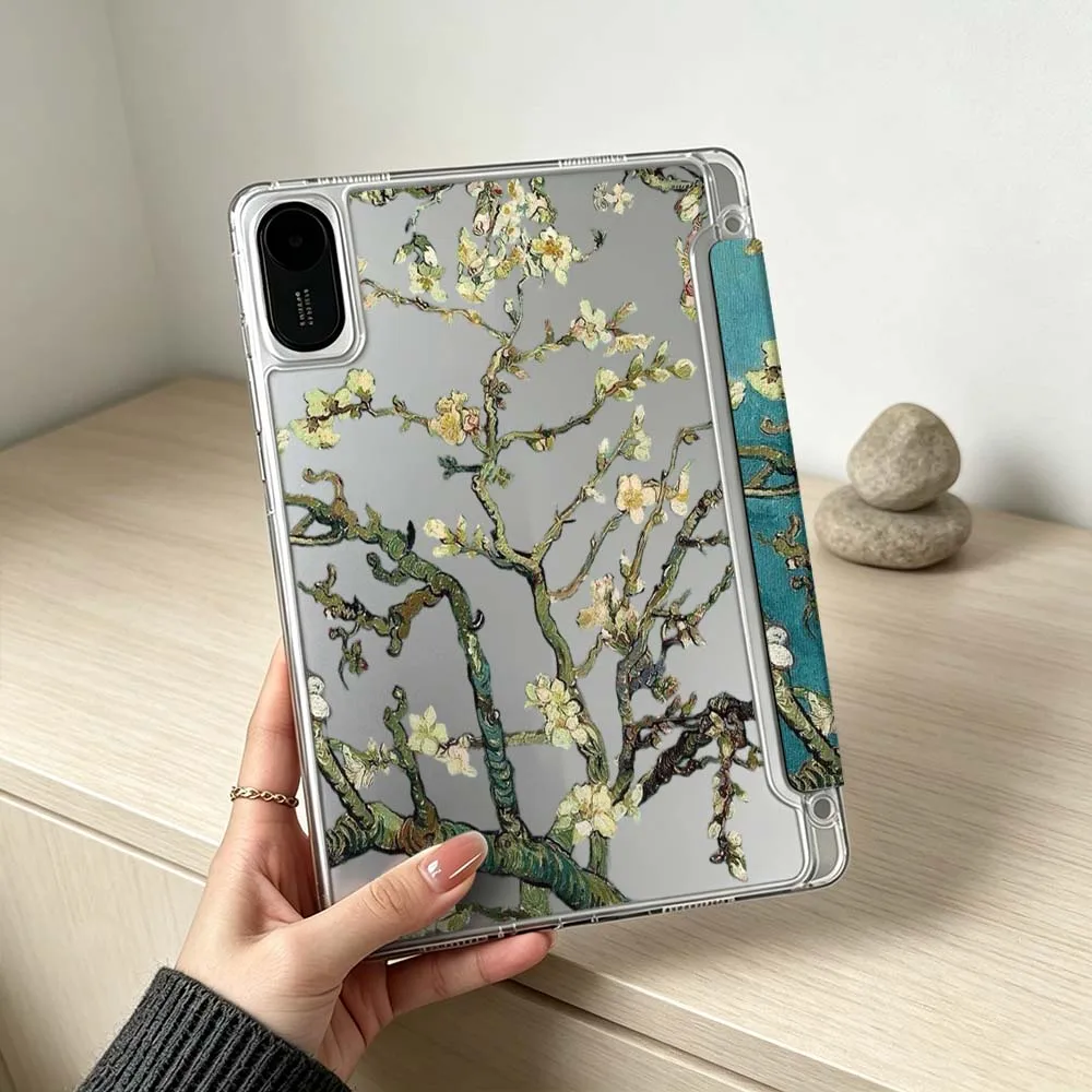Art Apricot Blossom Pattern For Xiaomi Mi Pad 8 7 6 5 Pro Redmi Pad SE 2 Poco Pad Foldable 3Y Tablet Case Soft view 4
