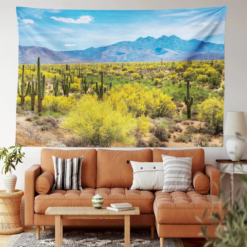 VIKAMA Desert Cactus Tapestry Wilderness Landscape Wall Hanging Bedroom Living Room Background Cloth Home Wall Decoration