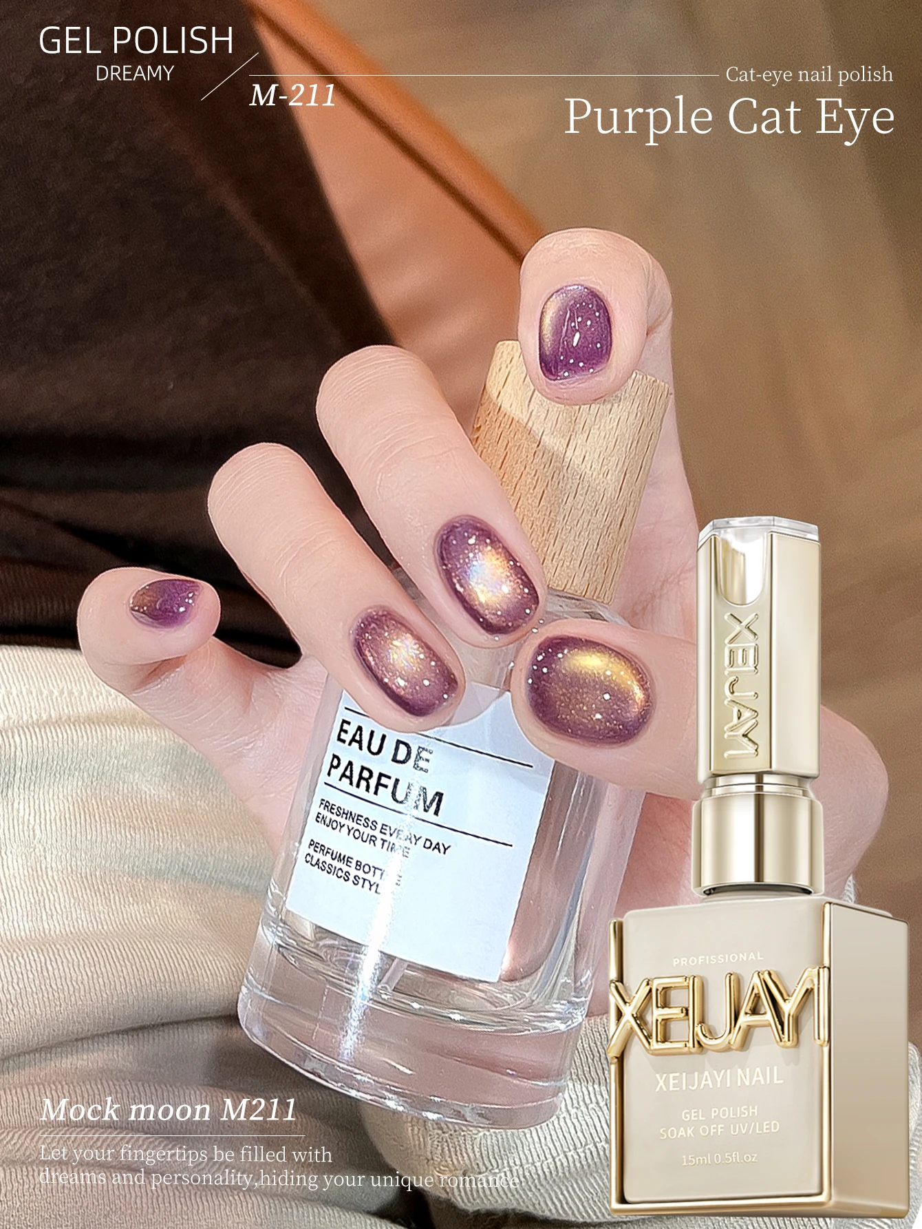 

Fashion Cat Eye Nails Holographic Nail Art Designs 15ml Reflective Cat's Eye Magnetic Gel Soaking UV LED Gel Salon Female Nail