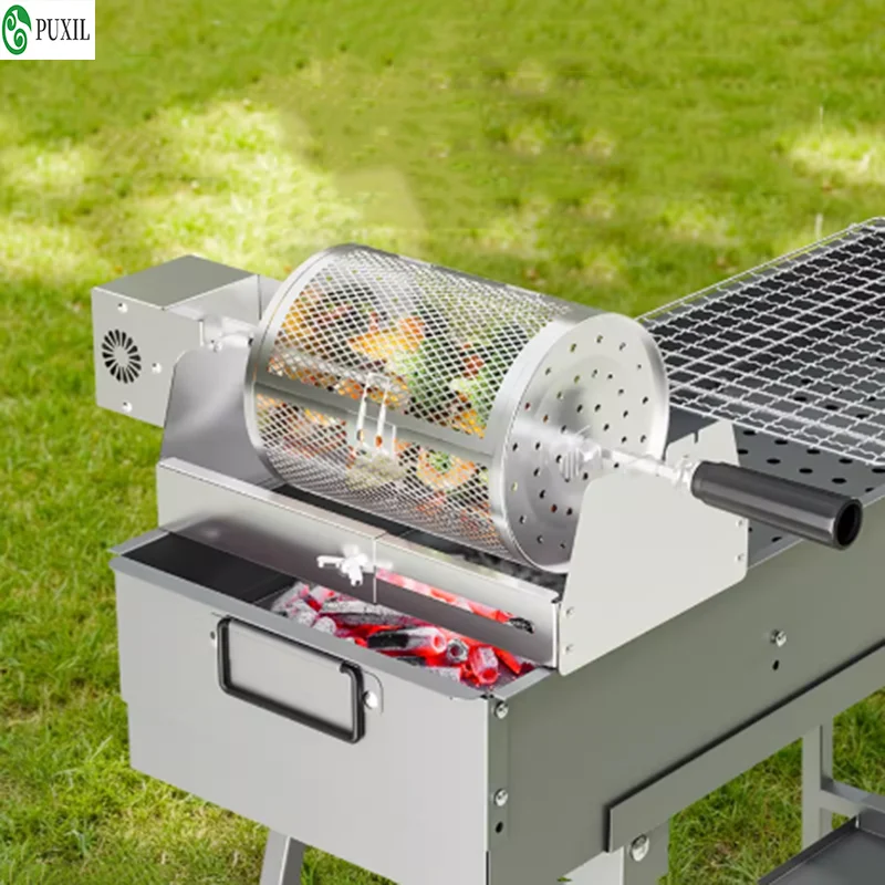 Butterfly barbecue grill BBQ rolling barbecue barrel barbecue net smoked barbecue round grill basket automatic rotation