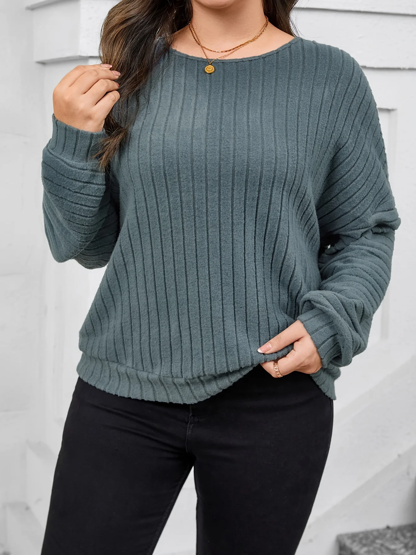 Felpa da donna con maniche a pipistrello con lacci sul retro, versatile, versatile, taglie forti, per tutti i giorni, primavera ed estate
