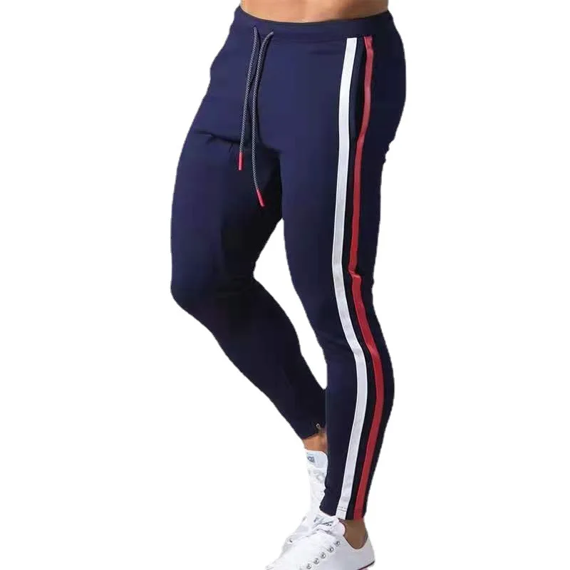 New Joggers Men Striped Sweatpants Casual Long Pants Men Fitness Running Workout Track Trousers K83T