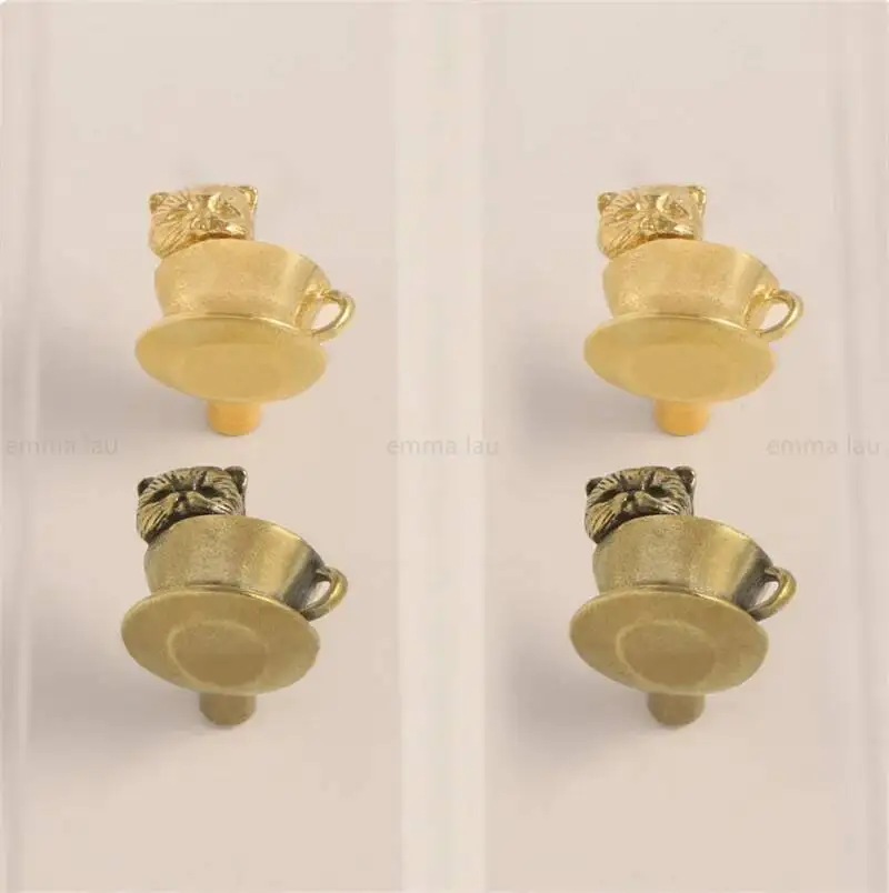 خمر القط الأثاث مقبض المقابض النحاس هريرة الحيوان مقابض للمطبخ خزانة مشروبات باب خزانة خزانة درج يسحب #5