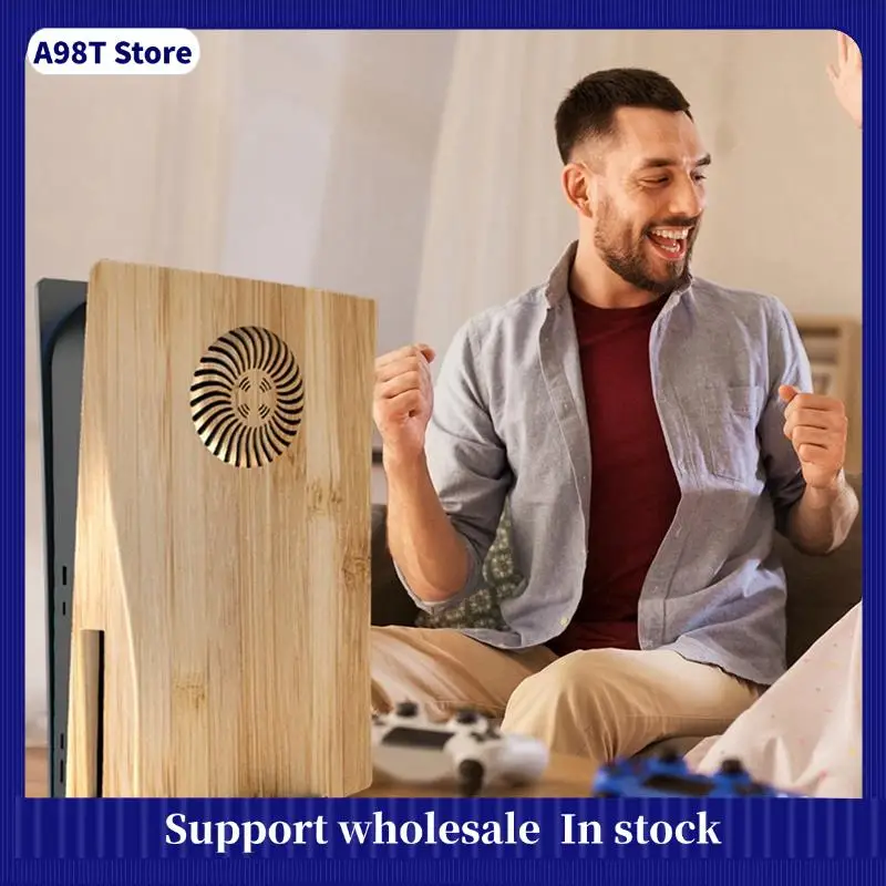 

A98T Wood Color Faceplate With Cooling Vents For PS5 Disc Edition Dustproof Protective Cover Shell For PS5 Game Console Easy To