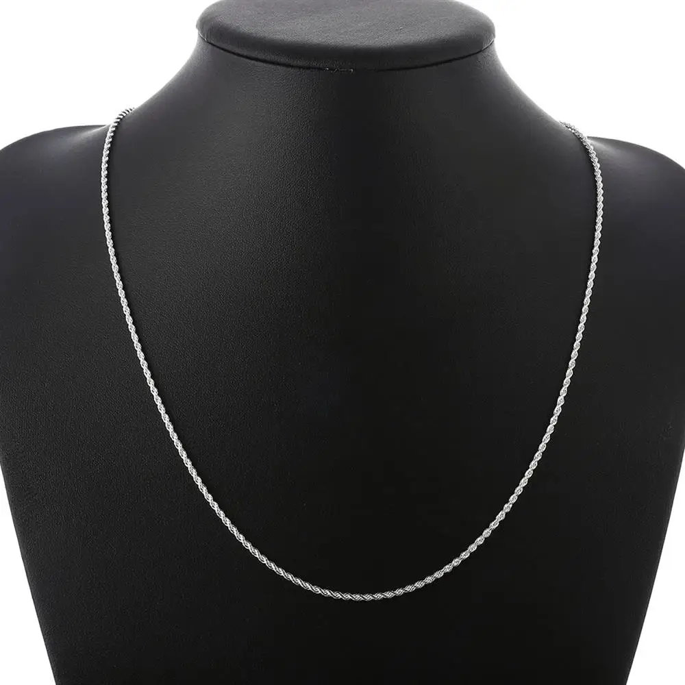 

Korean version trendy jewelry plated with 925 silver 2MM sparkling twisted rope, small necklace gift for girls and girls