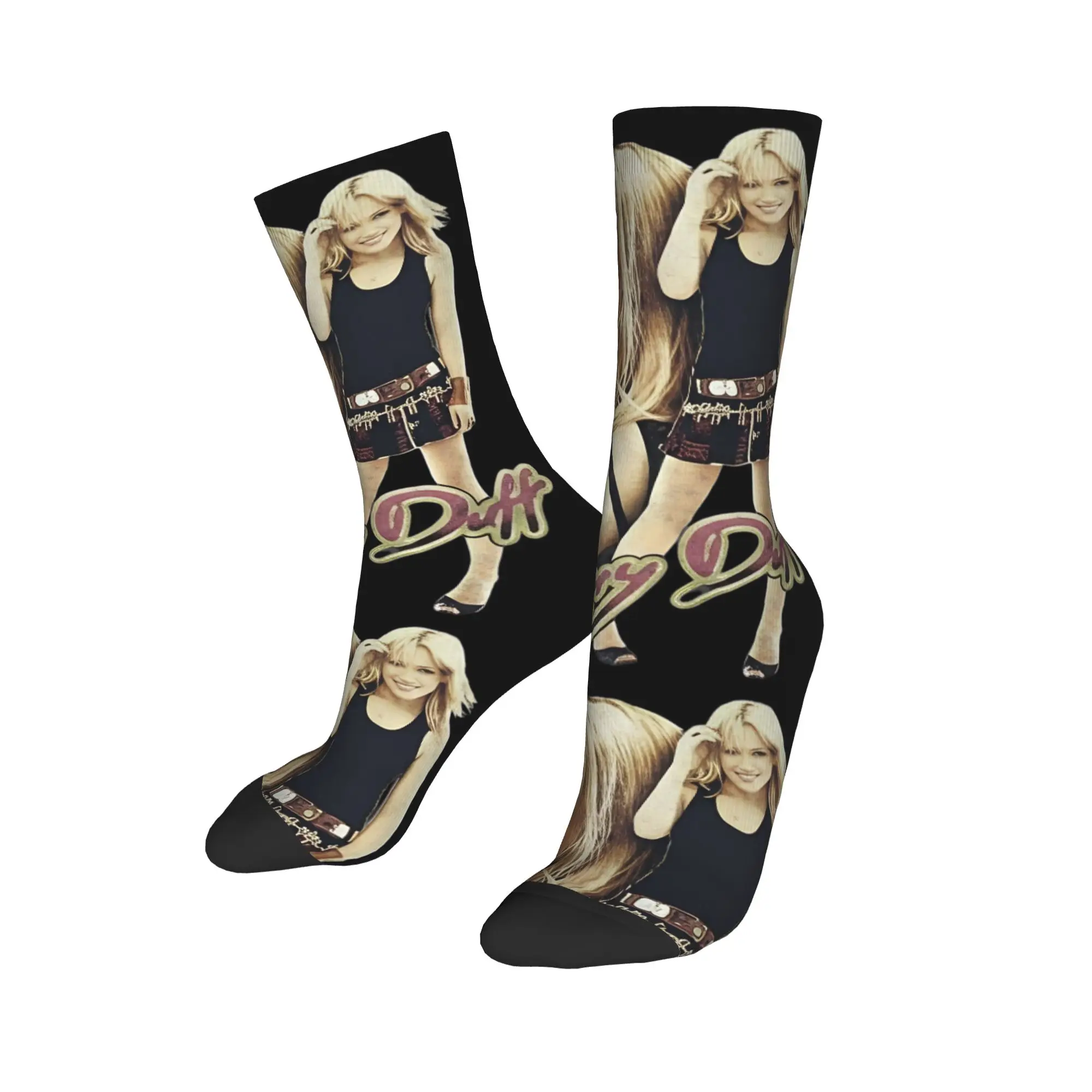 

Hilary Duff New Album Tour 90s Socks Men's Women's Polyester Socks Crazy Spring Summer Autumn Winter Middle Tube Socks Gift
