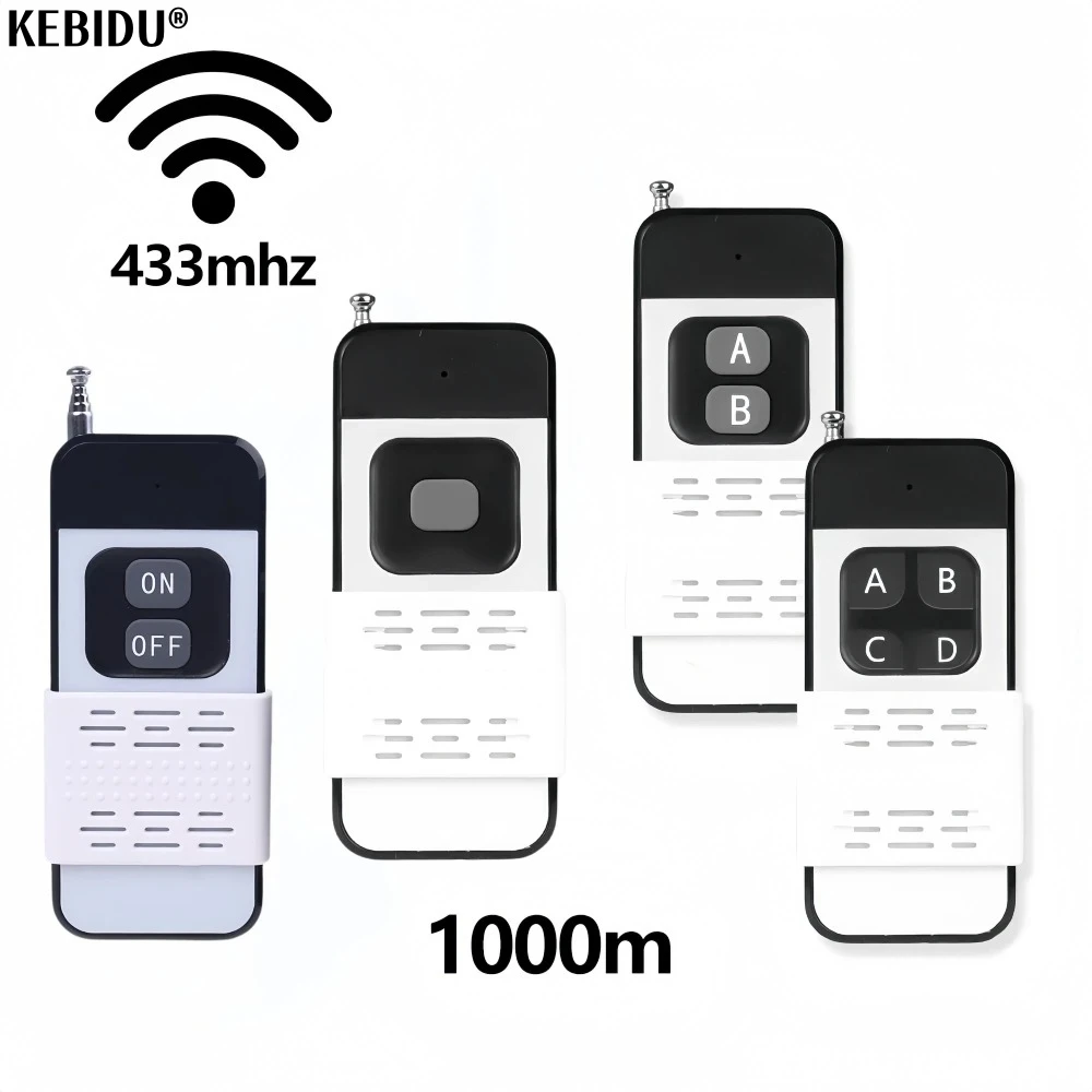 Interrupteur d'éclairage sans fil 433Mhz, télécommande 1000M de Distance 12V 4/2/1CH, Module récepteur de relais, contrôle pour porte de verrouillage électronique