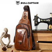 Vintage Design Men Genuine Leather Shoulder Crossbody Bag Top Layer Cowhide Fashionable Multifunctional Sports Casual Chest Bag
