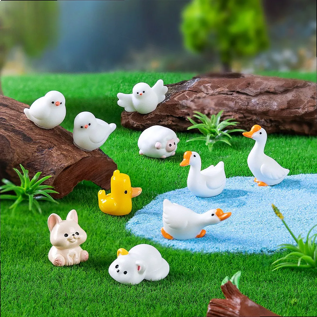 100pcs Wholesale 3D Resin Animal 3D Duck Miniatures for Fairy Garden DIY Accessories Home Dollhouse Decoration