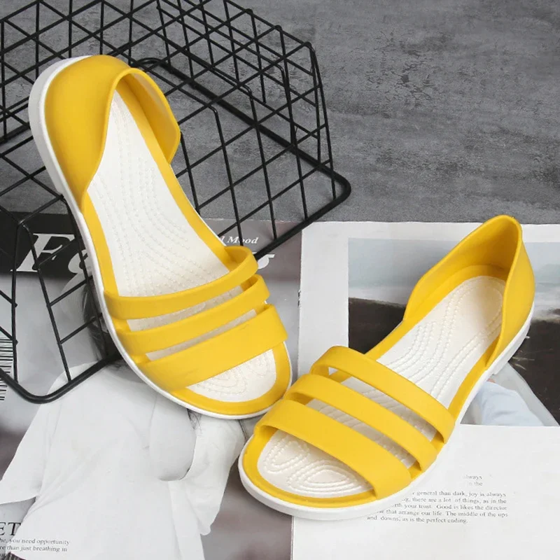 Fashion Open-Toed Slides Shoes For Women Summer Flat Sandals Candy Color Casual Beach Outdoot Female Ladies Jelly Slippers