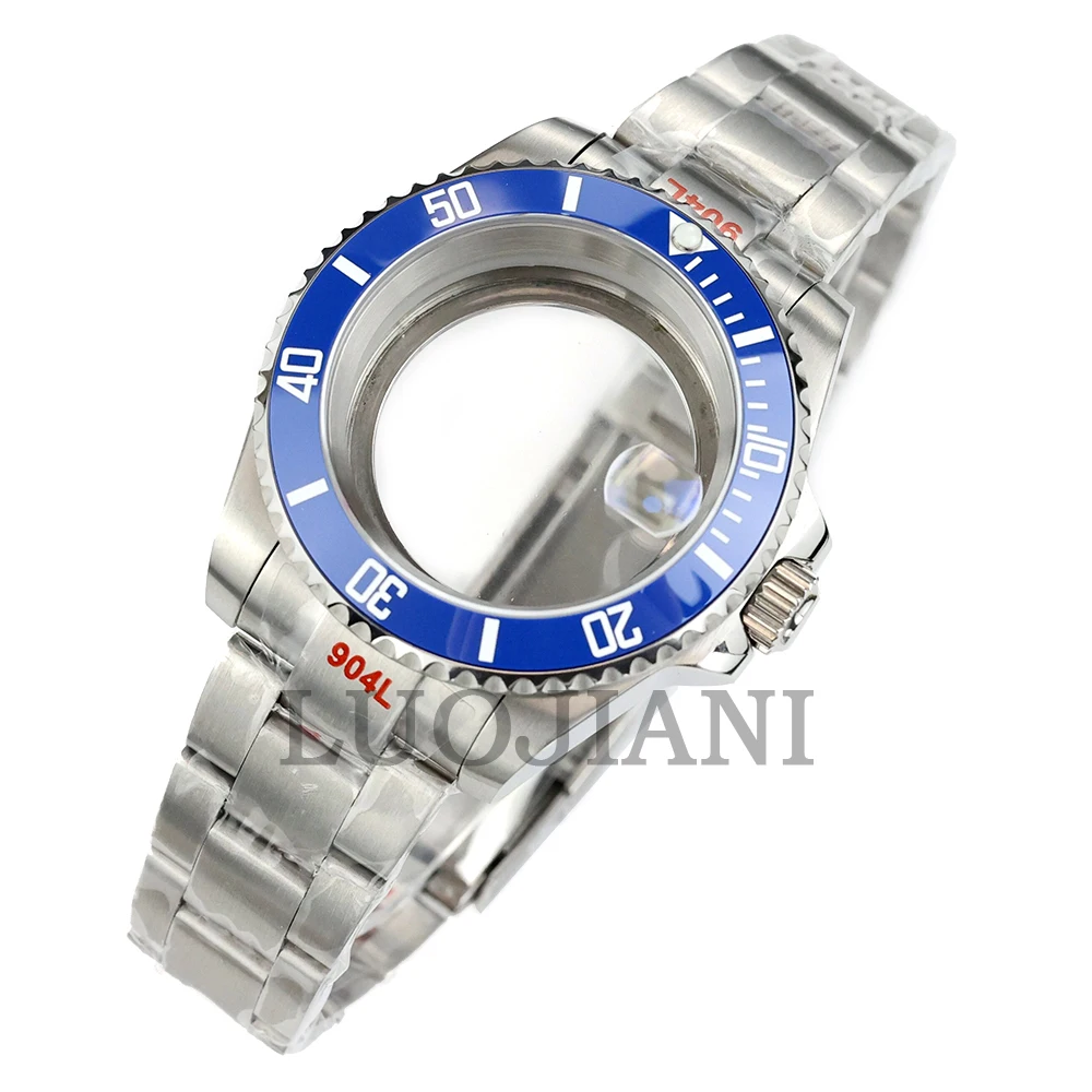 For Submariner Case 40mm NH35 Silver Watch Case Solid Oyster/Jubilee Bracelet Fit NH34 NH35 NH36 NH38 Movement 28.5mm Dial image 3