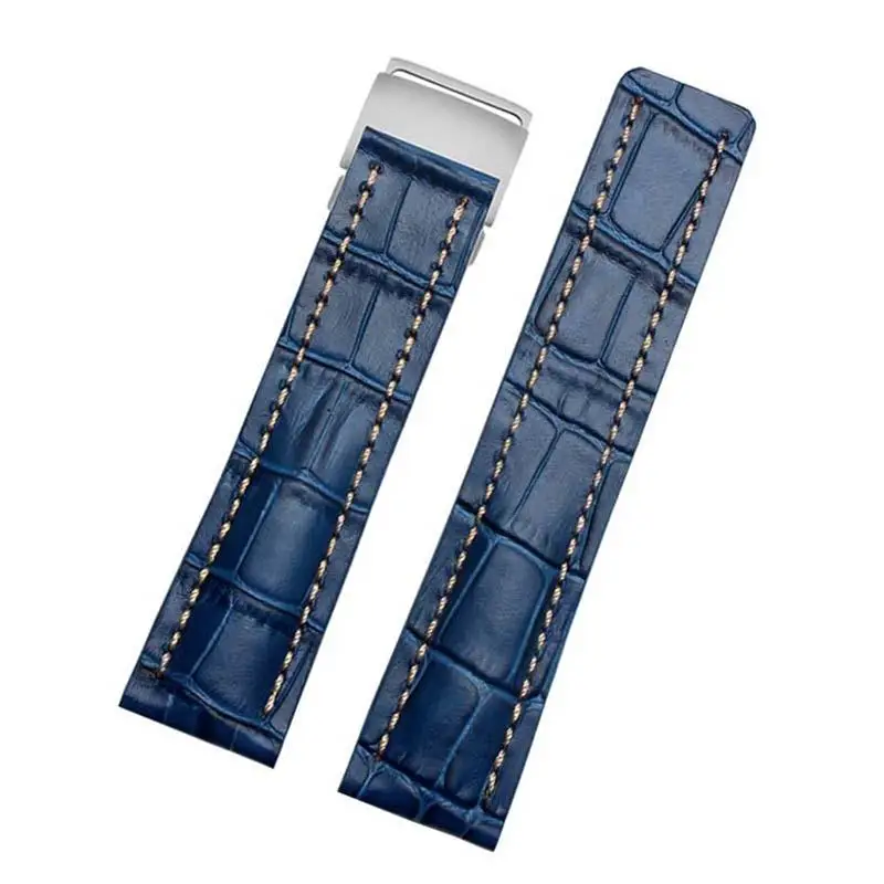 

HAODEE Genuine Leather Strap 22mm 24mm Watch Band For Breitling mens watch cow leather bracelet with Deployment buckle