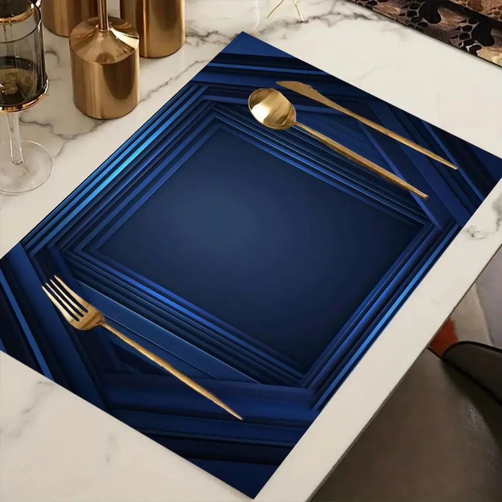 1pcs Blue Vertical Lines Placemats Background Vector Presentation Home Kitchen Dining Room Indoor Outdoor Decor