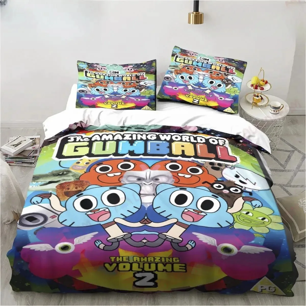 New Cartoon The Amazing World Bedding Set Gumball Sheet King Twin Double Child Bedding Set Mircofiber or Polyester Duvet Cover