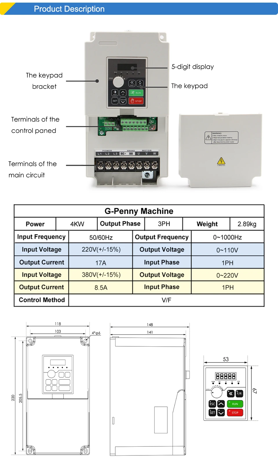 G-Penny 3,2 kW ER20 Granitbearbeitungsspindelmotor Wasserkühlung Gasdüse Kugelform 220V/380V &Inverter&Halterung – Detail 11