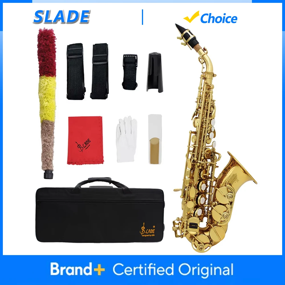 

SLADE Bb Soprano Saxophone Brass Body Saxofone Soprano Sax with Case Reeds Gloves Parts & Accessories Woodwind Instrument
